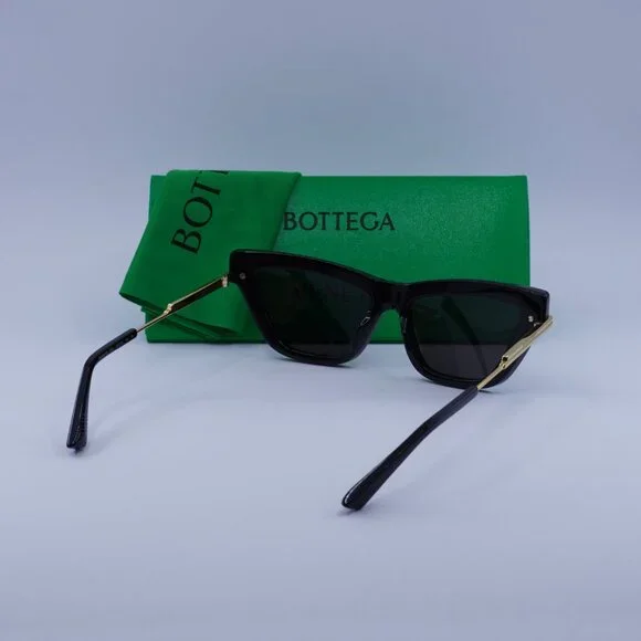 Bottega Veneta BV1241S 001 Sunglasses Black/Gold Cat Eye Frame, Grey Lenses Bottega Veneta BV1241S Cat Eye Sunglasses in Black  main image 2